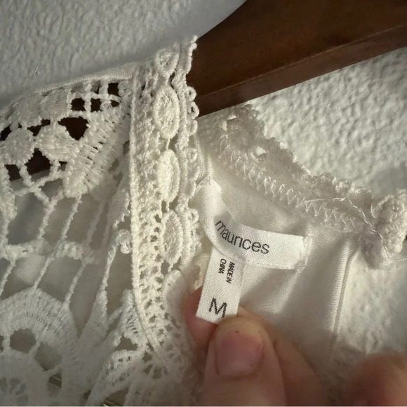 Lace Panel White Floral Halter Neck Top Boho Chic Cottagecore Prairie Medium - Picture 6 of 11